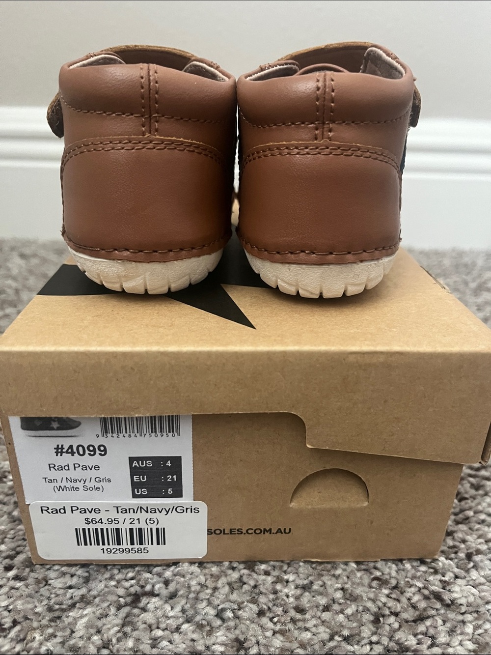 Old Soles Toddler Boy's Leather 4099 Rad Pave Casual Shoes - Tan/Navy - Size 5 - Picture 5 of 6